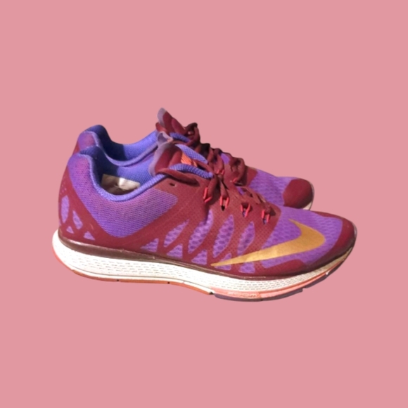 Women's Nike Zoom Elite 7 QS Deep Granite/Metallic Gold-Hyper Grape Sneakers - Picture 3 of 5